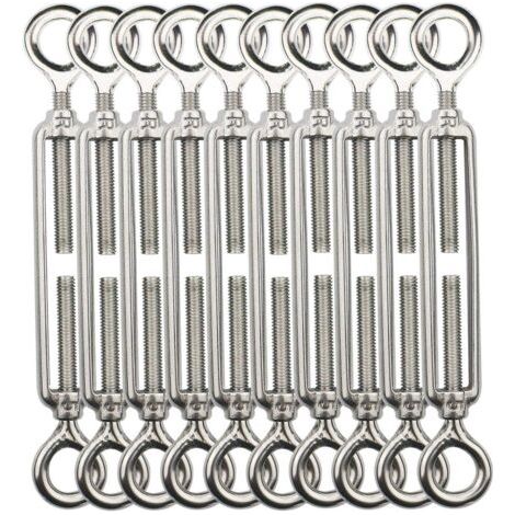 Tenditore a filo, tenditori a filo M5, tenditore a gancio e a gancio, tenditori a cavo in acciaio inossidabile 304, utilizzati per stendibiancheria, sospensione, cavo per ringhiera - 10 pezzi OO