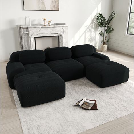 CHICFURN Divano modulare a U 298x178x70 cm in corduroy grigio, senza montaggio, antiscivolo