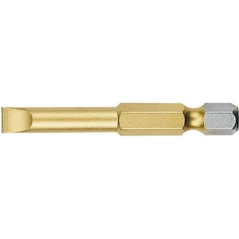 Pointe plate standard de 1/4" longue avec finition étain, idéale pour la précision dans les tâches d'assemblage et de désarmement.