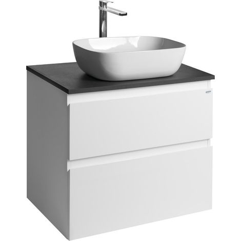 ALTAIR Meuble sous-vasque avec planche 68 cm, blanc/ardoise anthracite (1/4)
