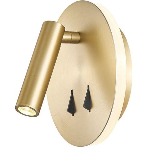 AMXCNOY Applique murale intérieure liseuse LED ronde en métal doré mat, modèle Cayman (1/2)