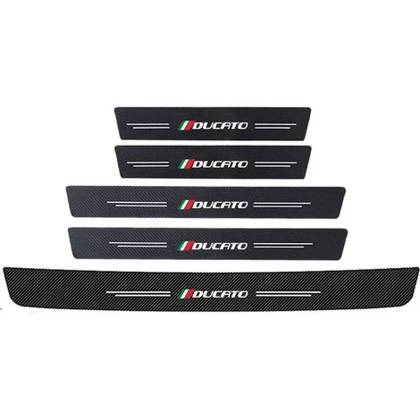 (5 pièces) Protections de seuil de porte avant et arrière pour Fiat Ducato,avec logo et emblème en fibre de carbone,pour coffre et pare-chocs Autocollants de protection (1/3)