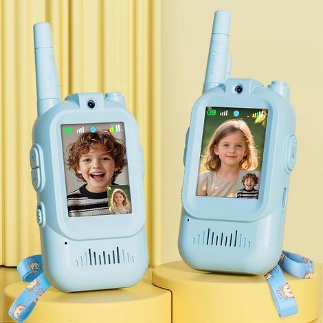 Talkies-walkies pour enfants avec vidéo : lot de 2 jouets rechargeables pour tout-petits avec caméra HD et changeur de voix, jouet cadeau longue portée pour garçons et filles de 3 à 8 ans. (1/5)