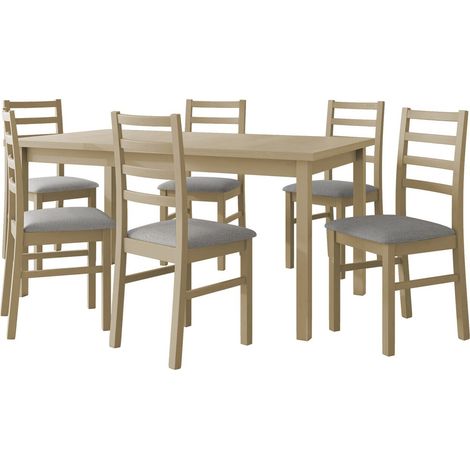 Conjunto de mesas y sillas para comedor Victorville 307, Roble Sonoma, 76x92x160cm, Diámetro: 0, Número de asientos: 6, Estilo: Contemporary