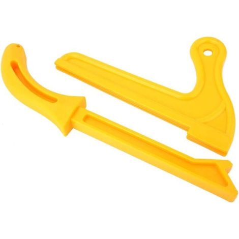 Baton poussoir de sécurité pour le travail du bois 2 pièces de couleur jaune de sécurité, idéal pour les menuisiers et l'utilisation sur les tables de routeur de scies à table (1/4)
