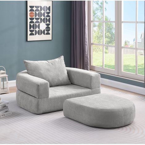 Sofá modular salón versátil chenilla gris claro casa OKMYHOME (1/5)