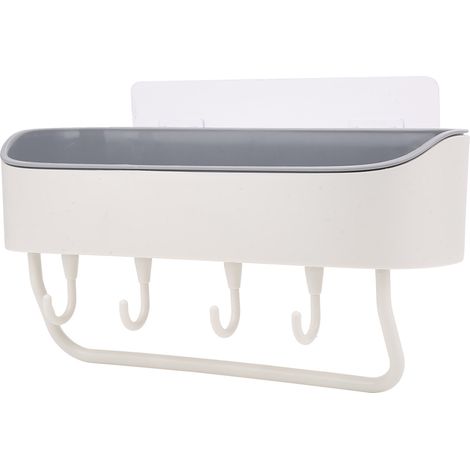 Étagère murale de salle de bain sans perçage, porte-shampoing et gel douche, accessoires de rangement (beige) (1/5)
