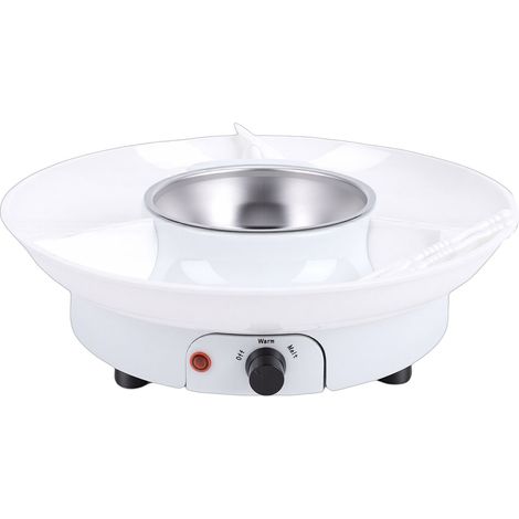 Appareil à fondue électrique avec plateau de service amovible et 10 fourchettes à rôtir. Idéal pour les soirées entre amis ou en amoureux. Prise européenne. (1/5)