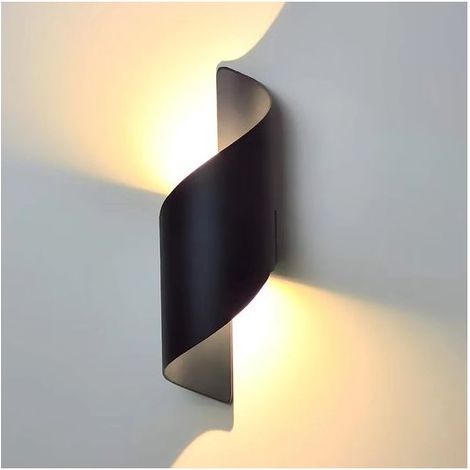 Applique murale LED 10W IP65 aluminium noir blanc chaud jardin salon salle de bain