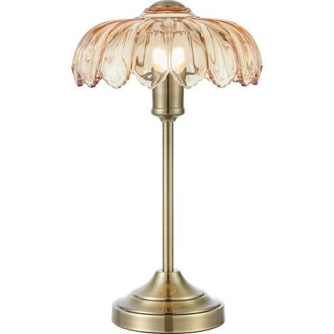 Lampe de table verre ambre laiton antique e27 h42 cm - markslojd kurage 224314394 224314394 224314394 224314394 224314394 (1/3)