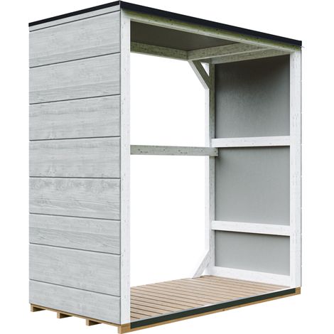 Caseta de exteriores para leña 1,14 m² - 75 x 153 x H159 cm - TIMBELA M980-1-TUNDRA GREY (1/5)