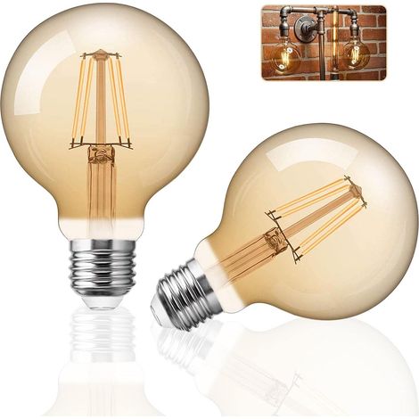Ampoule E27 LED à incandescence, 4 W (remplace 40 W), ampoule rétro idéale pour éclairage nostalgique et rétro, blanc chaud(2PCS) (1/5)