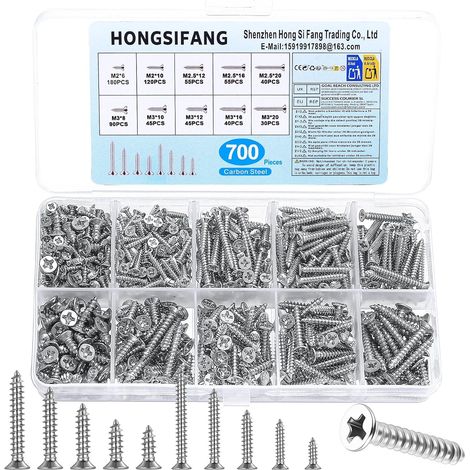 700 Pcs Vis à bois autotaraudeuses, M2 M2.5 M3 (1/5)