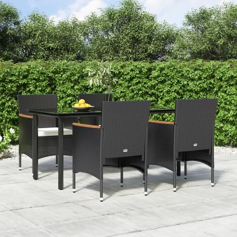 5-tlg. Garten-Essgruppe mit Kissen Schwarz