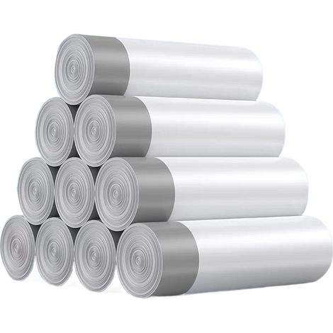 Sac poubelles à nouer 45 sacs par rouleau, lot de 3 rouleaux, petits sacs à cordon pour déchets, format compact, usage quotidien (1/4)