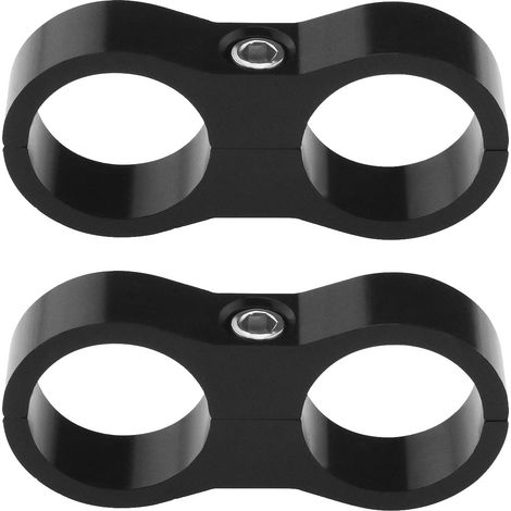 Lot de 2 colliers de serrage AN10 de 20 mm pour tuyau de carburant, d'huile, de freinage, de gaz, de tuyau d'eau, en alliage d'aluminium, noir (1/5)
