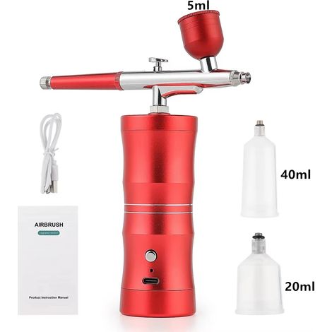 Kit pistolet à peinture sans fil, comprenant un compresseur, une buse de 0,3 mm et un pistolet à peinture rechargeable. (1/5)