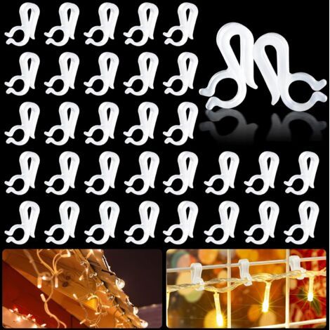 80 PCS Clip de Lumière de Noël en Plastique, Crochet de Lumière de Noël, Clips de Gouttière de Lumière, Crochets de Gouttière pour l'intérieur et l'extérieur, Noël, décoration d'éclairage de Ma (1/5)