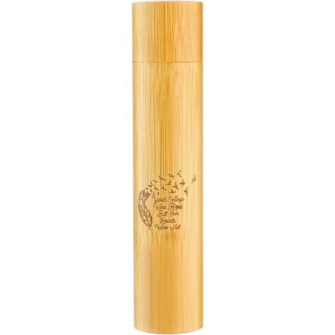 Bamboo Funeral Urn, Commemorative Container, Reliquary Tube, Small Natural Engraved Urn, Warm Touch, Suitable for Shelf Display, Feather (1/5)