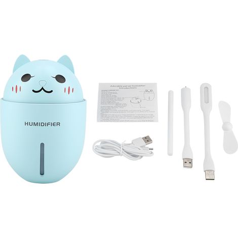 Humidificateur ultrasonique multifonction en forme de chaton, purificateur mini ventilateur veilleuse avec câble USB (1/5)