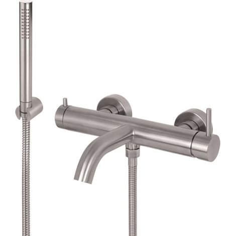 Miscelatore vasca con doccetta acciaio inox Vema TIBER STEEL V17086 - Satinato (1/3)