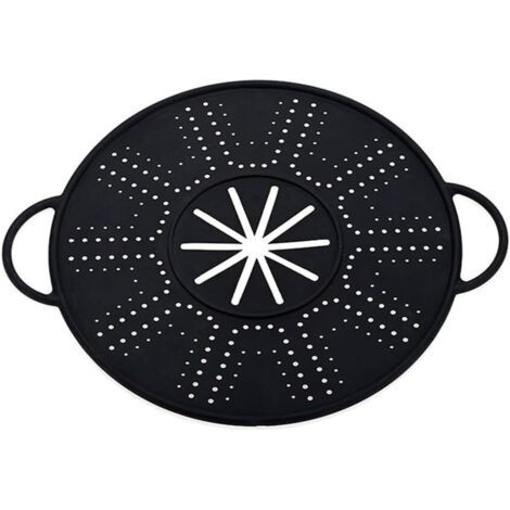 Couvercle en silicone anti-déversement - Outil de cuisine multifonction - Protection contre les débordements - Couvercle de casserole pour poêles et casseroles - Noir (1/5)