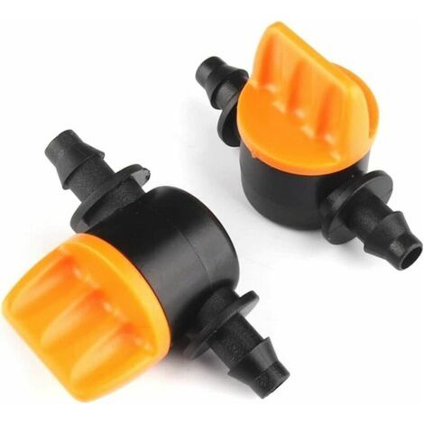 Lot de 20 micro-embouts cannelés de 4 mm pour tuyau d'arrosage, vanne de contrôle du débit d'eau, système d'irrigation goutte à goutte, raccords et accessoires inclus (1/4)