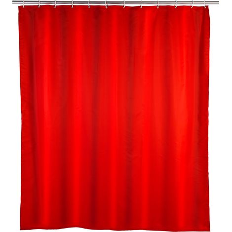 Wenko 20037100 Rideau de Douche en Textile Rouge Anti Moisissure 180x200 cm (1/7)