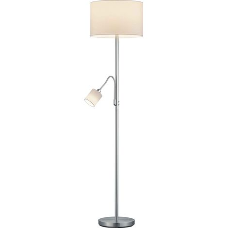 Lampada da terra c/lampada lettura, nichel opaco e bianco, H170 cm, Hotel (1/4)