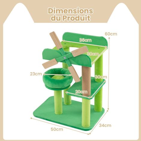 Arbre à chat compact avec plateformes, zone de repos, poteau à griffer et moulinet rotatif pour salon, chambre et intérieur (1/5)