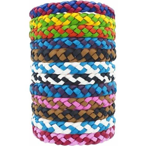 12Pcs Bracelet Anti Moustique Enfant Adulte, Ultrasons Anti-Moustiques Wristband, À Base D'huile Végétale Pure Naturelle, Très Approprié pour Les Activités en Plein Air Les Enfants (A) (1/5)