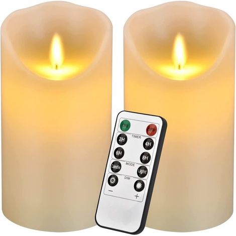 Set di candele senza fiamma da 15 cm，dotate di telecomando a 10 tasti e funzione timer 24 ore. (Batterie non incluse) (1/5)