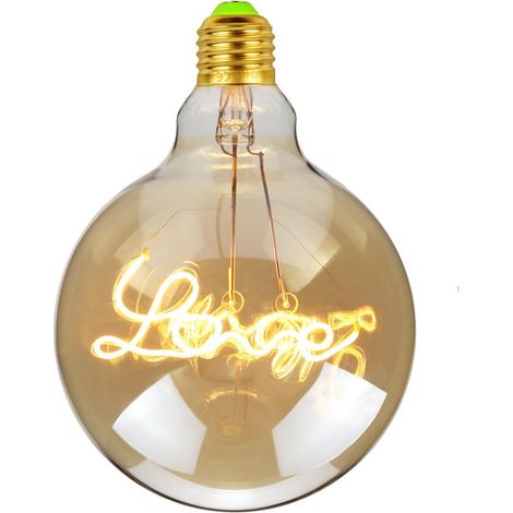 Ampoule LED Edison 4W, culot E27, filament LED rétro Love, lampe antique en verre, pour un design élégant (G125 Love) (1/5)