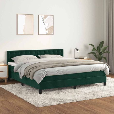 Sommier à lattes de lit et matelas Vert foncé 160x200cm Velours (1/5)