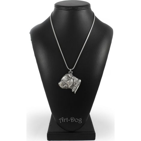 Collier avec pendentif chien Staffordshire Bull Terrier (Staffik, Staffi II) sur chaîne en argent, bijou unique signé Art-Dog. (1/5)
