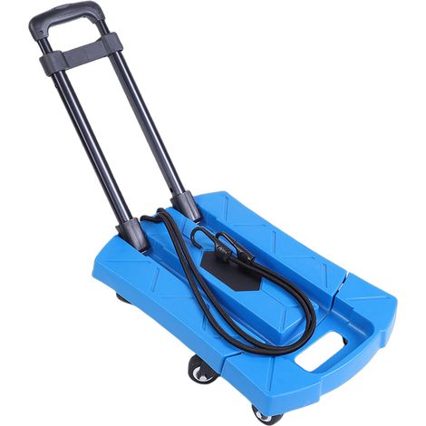 Chariot de courses pliable 6 roues poignée télescopique bleu transporteur ménager portable (1/5)