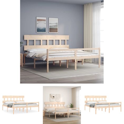 Holz-Bett - vidaXL Seniorenbett mit Kopfteil 200x200 cm Massivholz - Kopfteil-Bett (1/5)