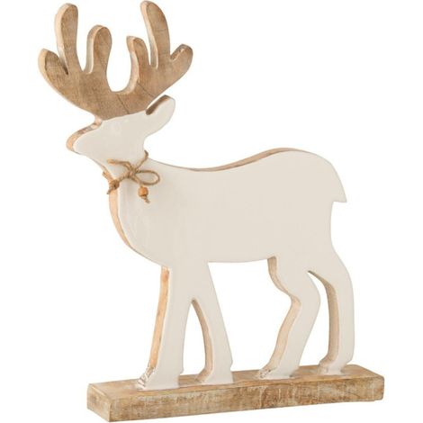 Statuette Déco "Renne sur Pied" 41cm Blanc