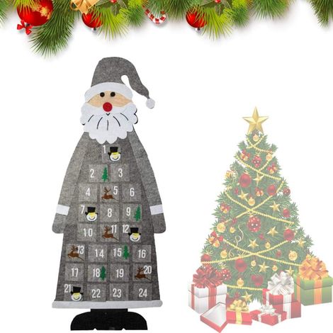 Calendrier De Lavent - 24 Poches En Feutre - Décoratif Et Éducatif - Pour Porte Mur Ou Intérieur - Lot De 1