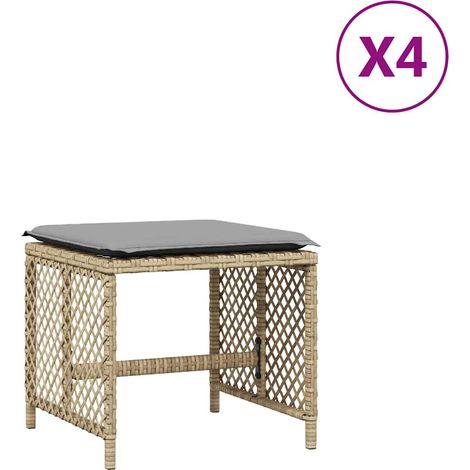 Maison Exclusive - Sgabelli Giardino Cuscini 4pz Beige Misto 41x41x36cm Polyrattan