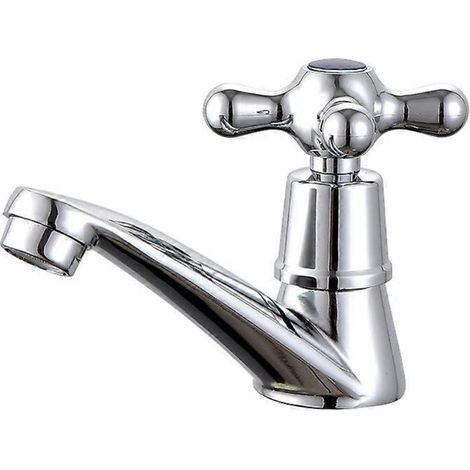 CREA nouveau robinet de robinet d'eau froide simple, robinet de lavabo de robinet d'eau froide simple chromé, adapté aux toilettes de salle de bains à domicile