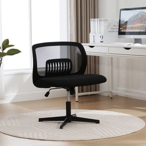 Sedie da ufficio senza braccioli - Poltrona da lettura con ampia imbottitura - Poltrona relax con gambe incrociate - Funzione dondolo - Altezza regolabile - Rotazione a 360°