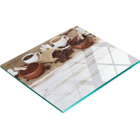 Dekoratives Kaffeetassenbrett aus gehärtetem, multifunktionalem Glas, 60 x 52 cm (1/5)
