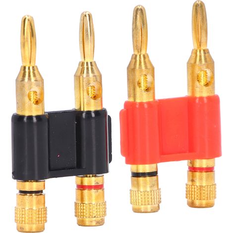 2 Connecteurs Banane Mâle Double Empilables Laiton 32A 1000V pour Câbles Haut-Parleur (1/5)
