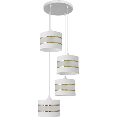 Helam HELEN Plafonnier Suspendu Cluster Blanc, Or 35cm
