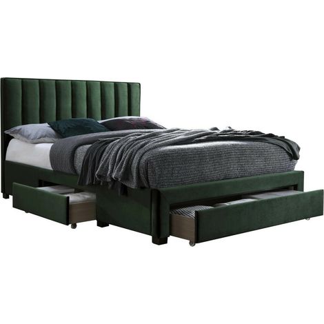 Cama Houston Fides, Verde oscuro, Doble, 160x200, Tapiz, Somieres, 165x215x111cm