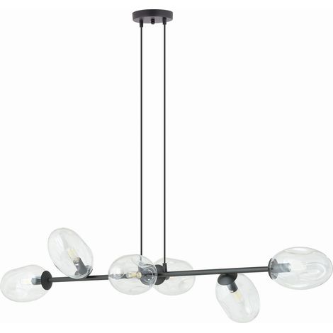 Lustre Emibig Pandora 6xE14 en verre transparent noir (1/5)