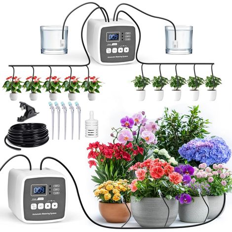 Arrosage Automatique interieur,Kit Arrosage Automatique,Systeme Arrosage automatique avec 15M Tuyau,kit d'arrosage goutte à goutte Arrosage des plantes d'intérieur pour 20 plantes en pot