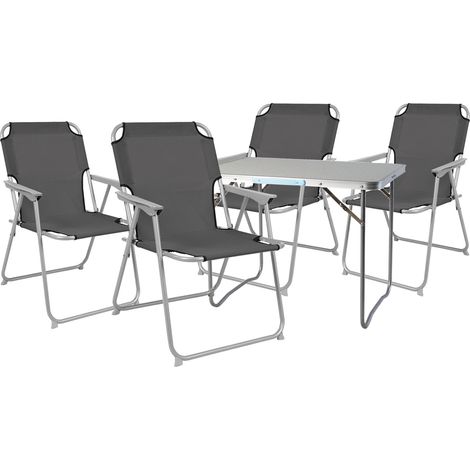 5-teiliges Campingmöbel Set Anthrazit 80x60x68cm-MMC330871+4xMPO2600-grau (1/4)