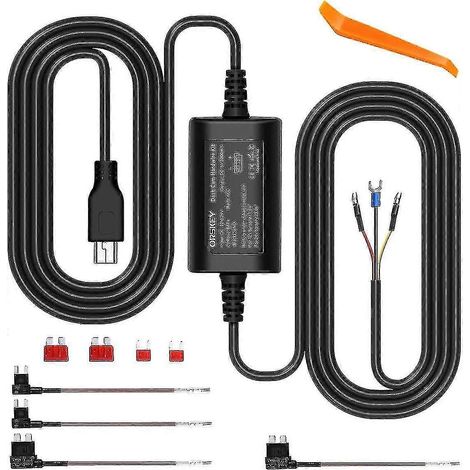 Kit de câblage Orskey pour caméra embarquée Mini USB 12V/24V vers 5V : kit de câblage pour caméra embarquée de voiture avec véritable basse tension et protection de sécurité septuple. (1/4)